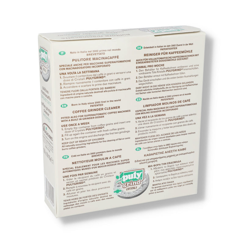 Puly Verde Grinder Cleaning Crystals - Box of 10 x 15g Sachets - John Street Beverage Espresso